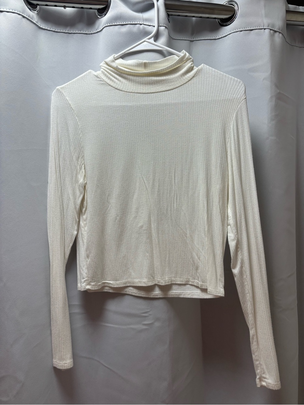 Caution To The Wind Cream Ribbed Crop Turtleneck